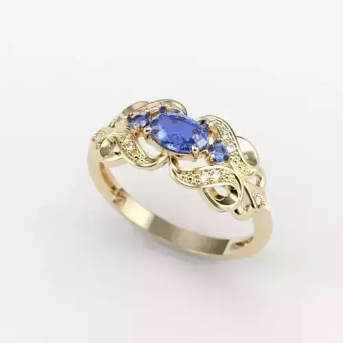 Women ring with sapphires and diamonds 3dm stl 3D print model 3D print model