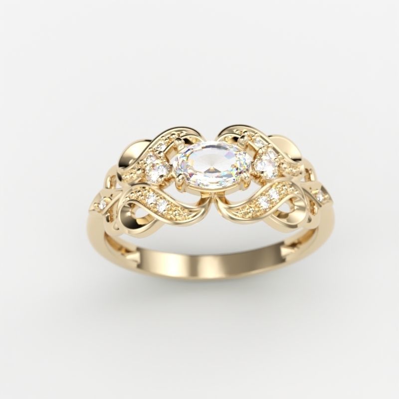 Women ring with sapphires and diamonds 3dm stl 3D print model 3D print model_11