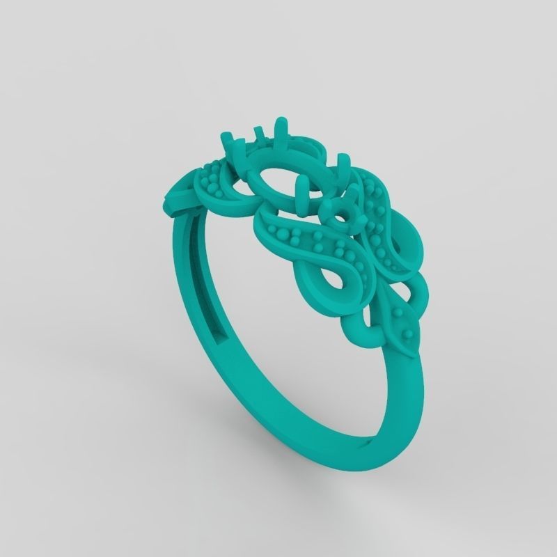 Women ring with sapphires and diamonds 3dm stl 3D print model 3D print model_22