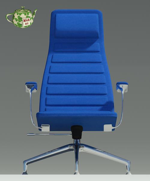 Lotus blu fabric armchair 3D model_1