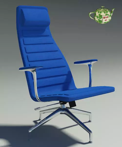 Lotus blu fabric armchair 3D model_0