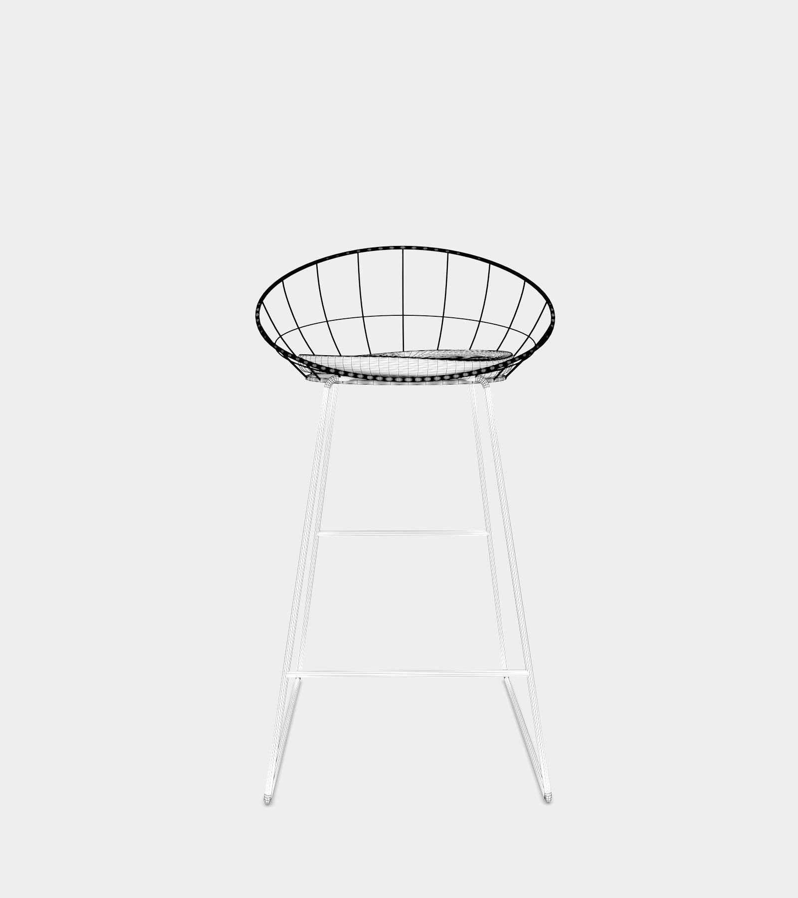 Bar - counter stool with metal frame 3D model_3