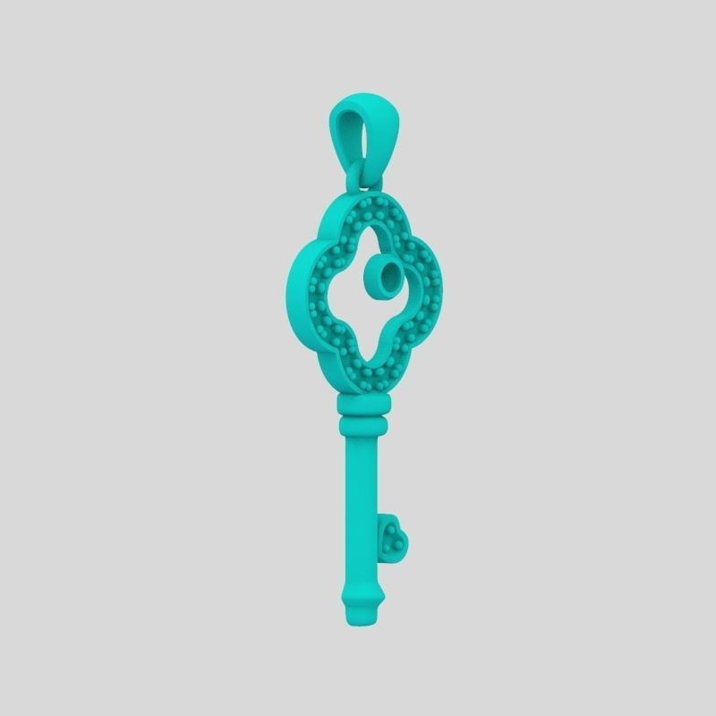 Women Pendant key design with diamonds 3dm stl 3D print model 3D print model_7