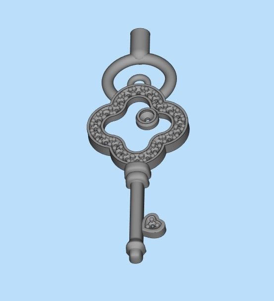 Women Pendant key design with diamonds 3dm stl 3D print model 3D print model_12