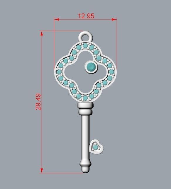 Women Pendant key design with diamonds 3dm stl 3D print model 3D print model_11
