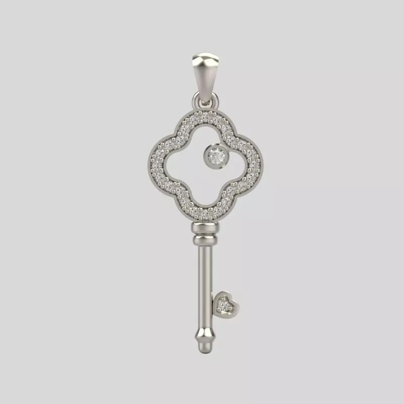 Women Pendant key design with diamonds 3dm stl 3D print model 3D print model_0