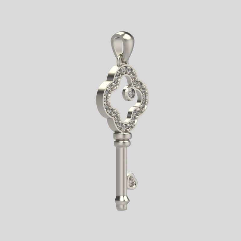 Women Pendant key design with diamonds 3dm stl 3D print model 3D print model_6