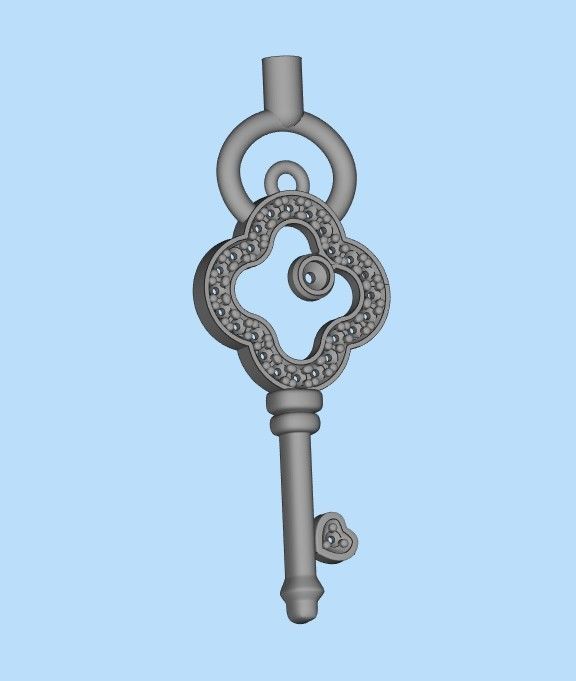 Women Pendant key design with diamonds 3dm stl 3D print model 3D print model_18