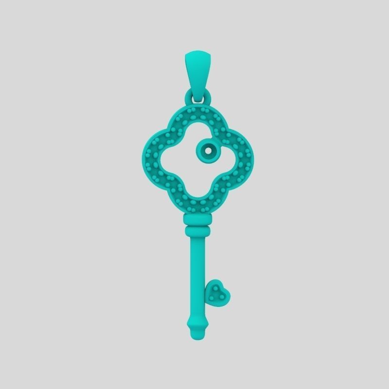 Women Pendant key design with diamonds 3dm stl 3D print model 3D print model_8