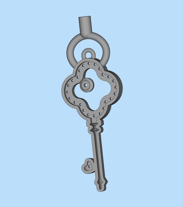Women Pendant key design with diamonds 3dm stl 3D print model 3D print model_17