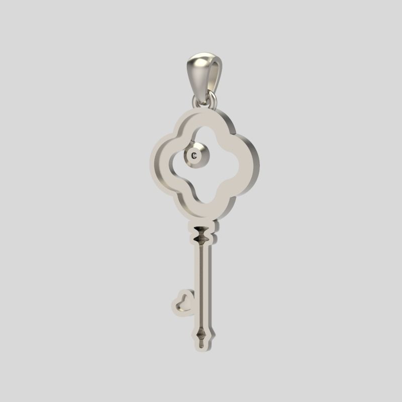 Women Pendant key design with diamonds 3dm stl 3D print model 3D print model_4