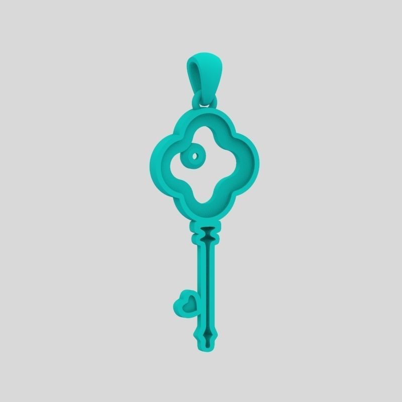Women Pendant key design with diamonds 3dm stl 3D print model 3D print model_10