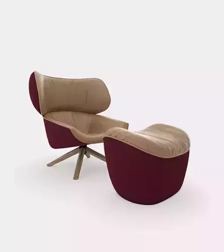 Armchair with headrest ears 3D model