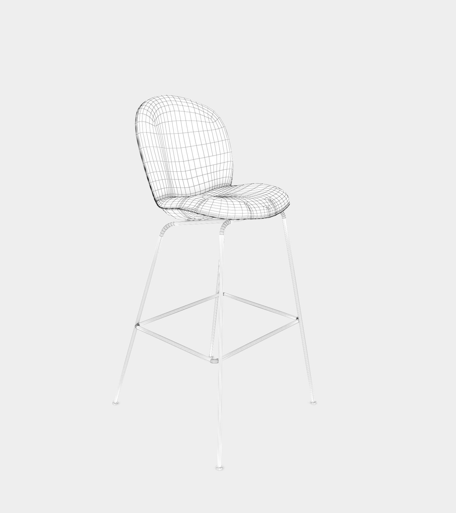 Bar and counter stool with fabric cover 3D model_2