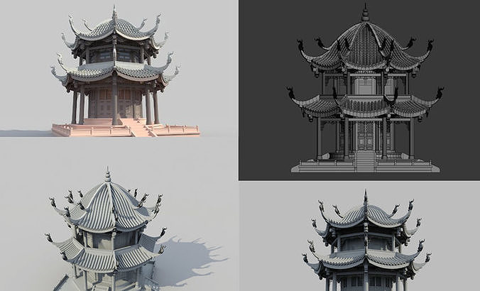 3DMAX Model-Ancient Octagonal Pavilion in China 3D model