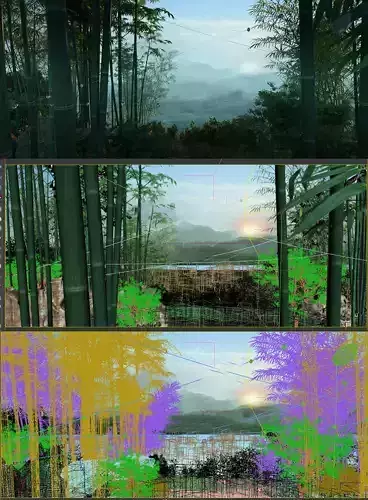 3DMAX model-bamboo forest morning light