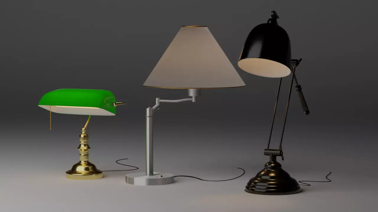 Desktop Lamp Pack 3D model_0