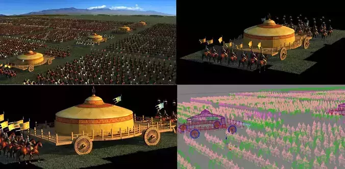 3DMAX Model - Ancient marching accounts with animation
