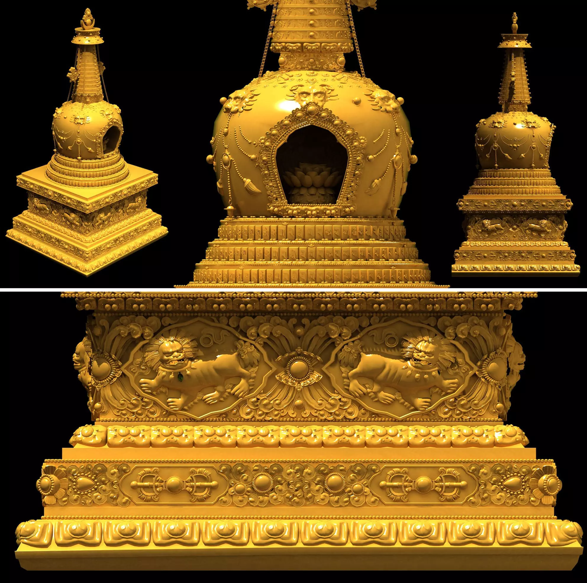 3DMAX Model Fine Buddhist Shrita Model 3D model_0