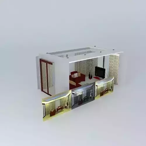 LIving Room Zach with THORN downlight and Floor lamp Free 3D model