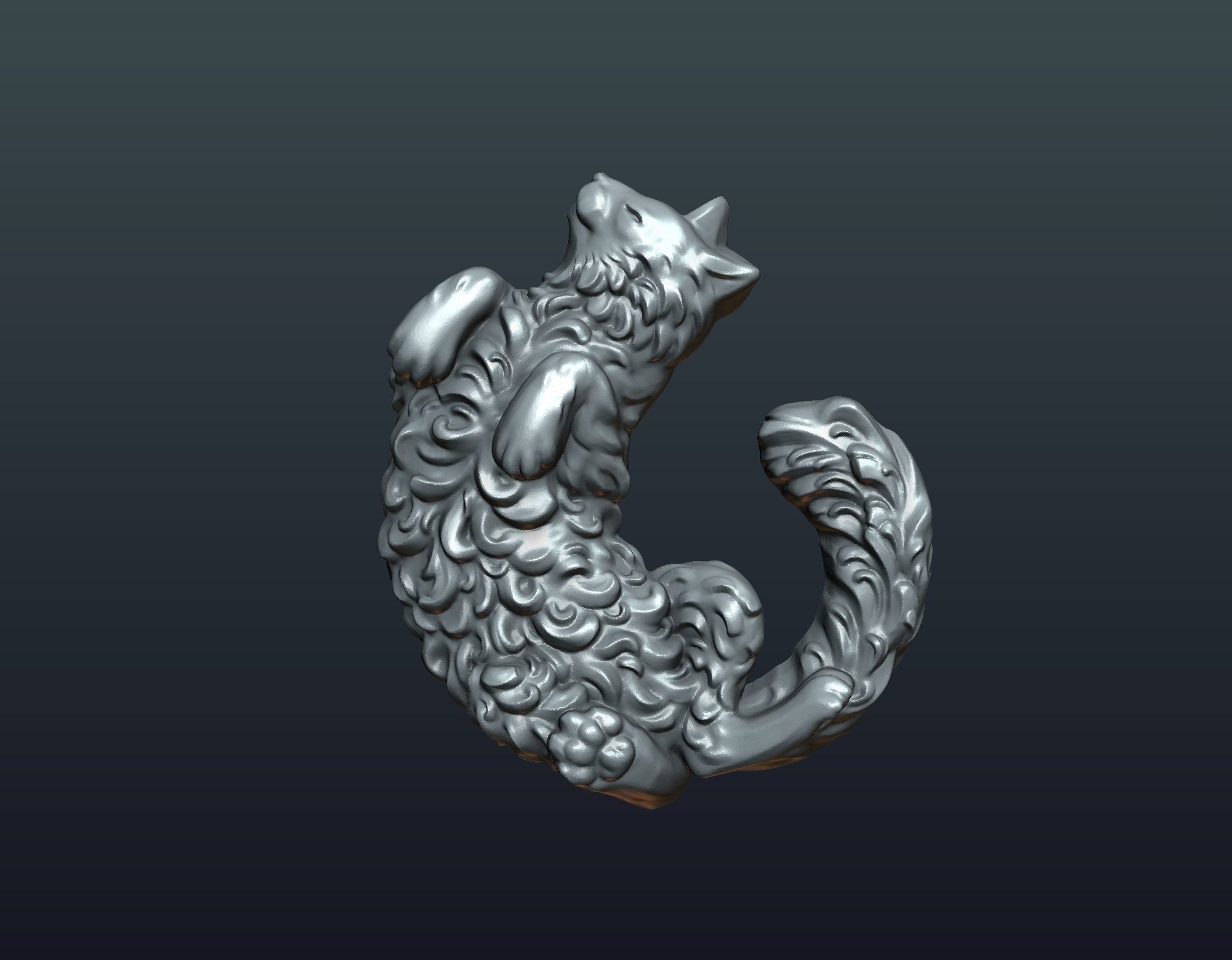 Cat bas-relief Free 3D print model_8