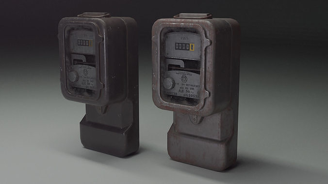 Old electric meter Low-poly 3D model