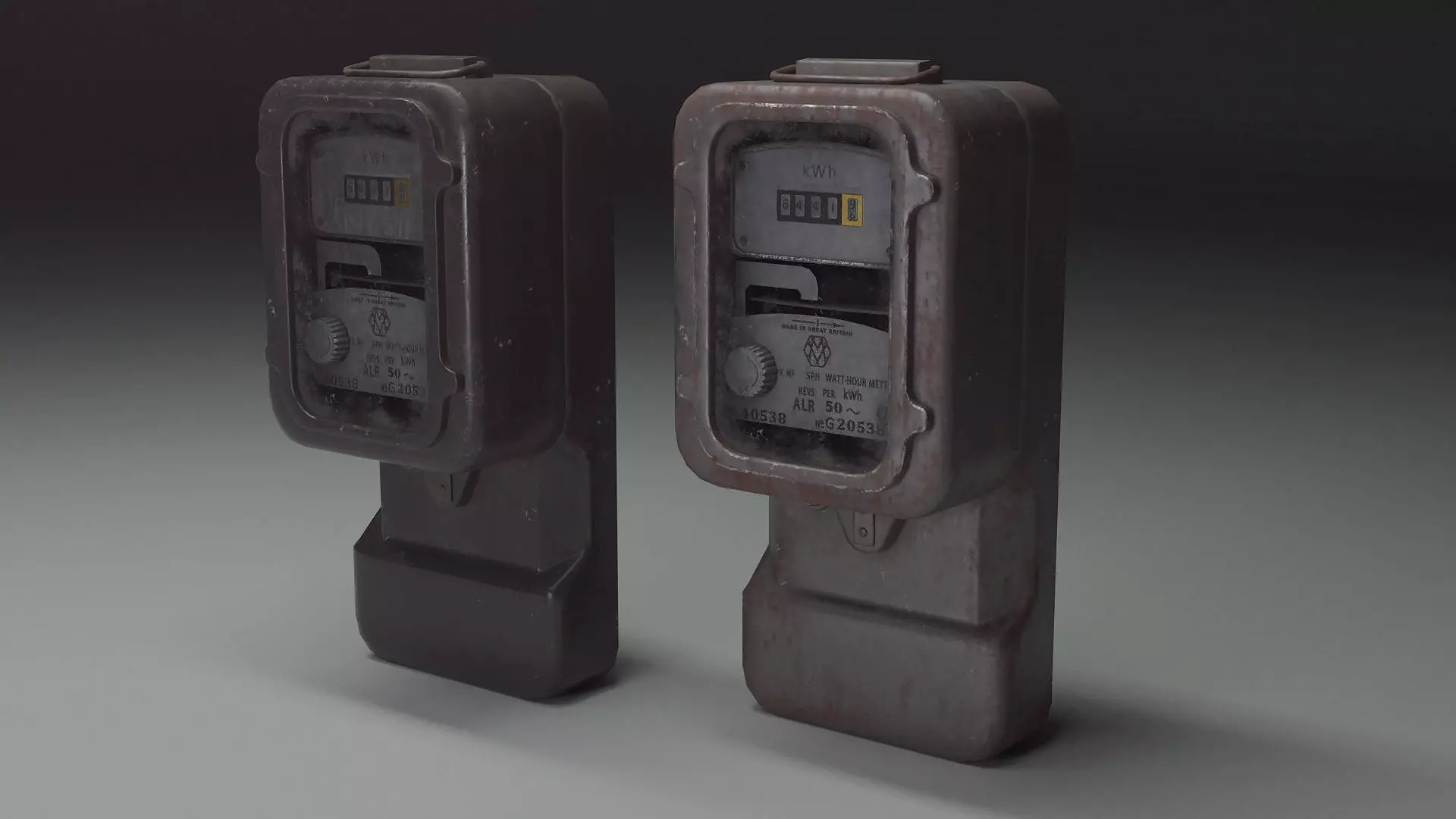 Old electric meter Low-poly 3D model_0