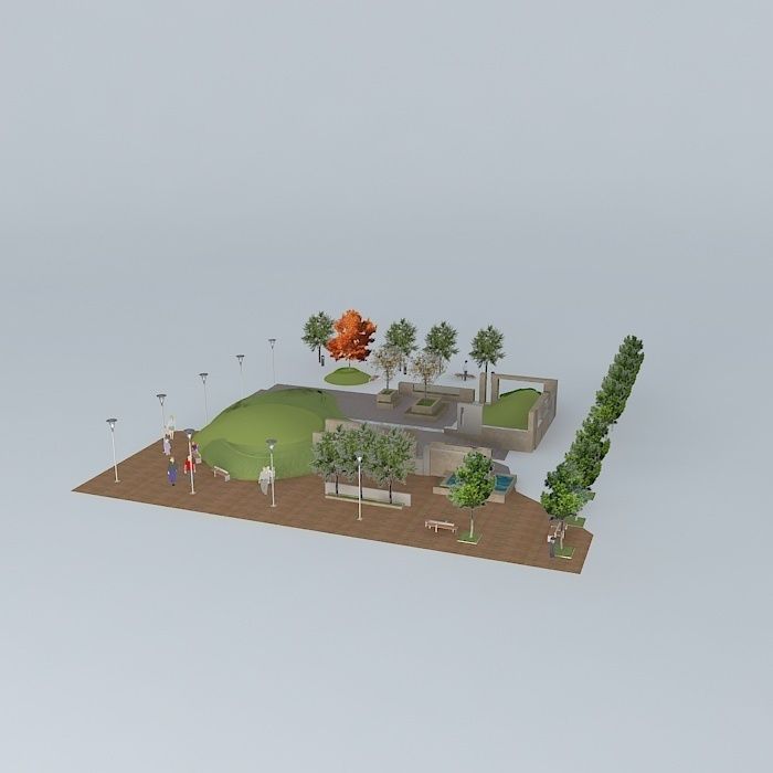 Urban Park with THORN Light Fittings Free 3D model_1