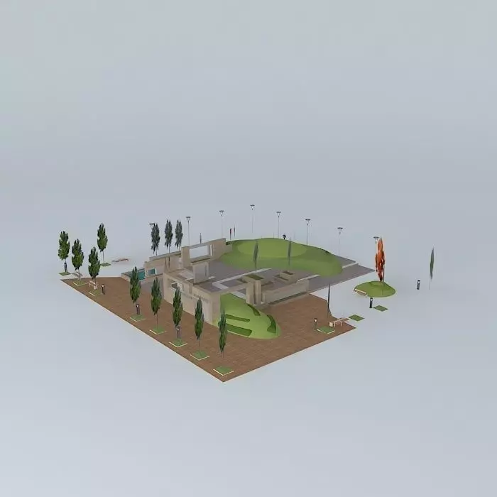 Urban Park with THORN Light Fittings Free 3D model_0