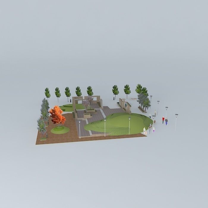 Urban Park with THORN Light Fittings Free 3D model_2