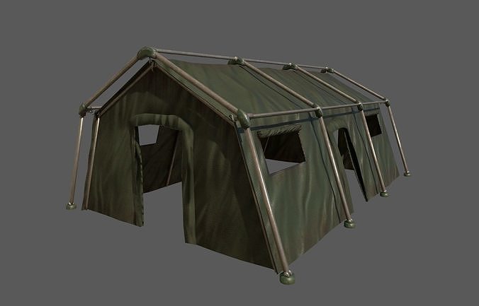 Military Framed Tent Low-poly 3D model