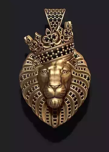 Lion pendant with diamonds and crown 017