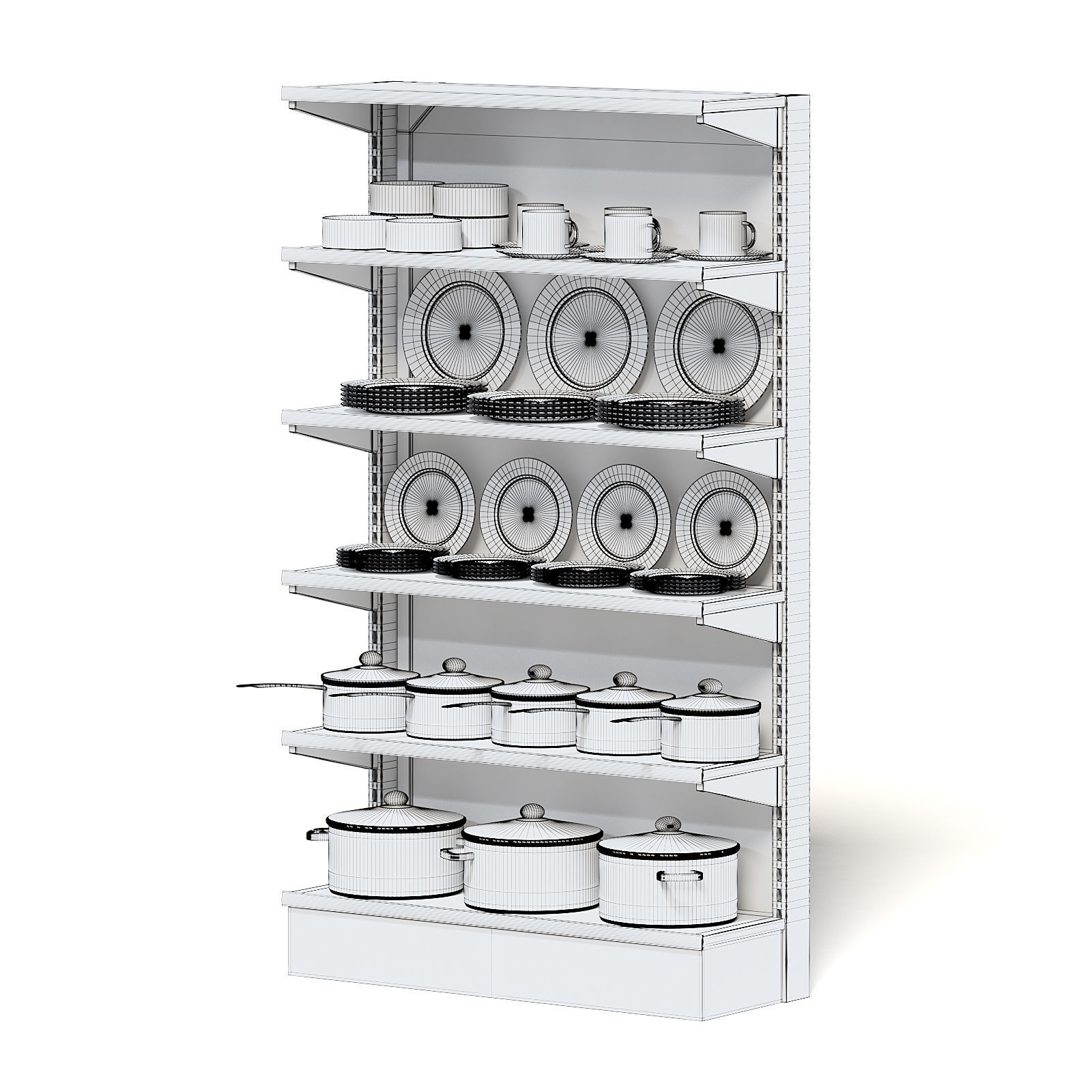 Market Shelf 3D Model - Plates and Pots 3D model_4