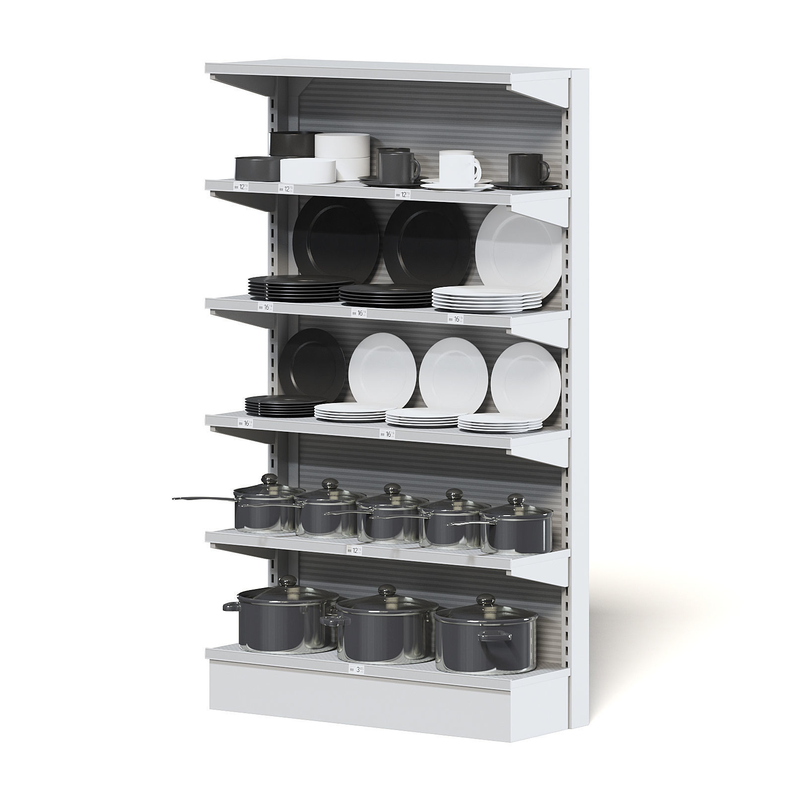Market Shelf 3D Model - Plates and Pots 3D model_5