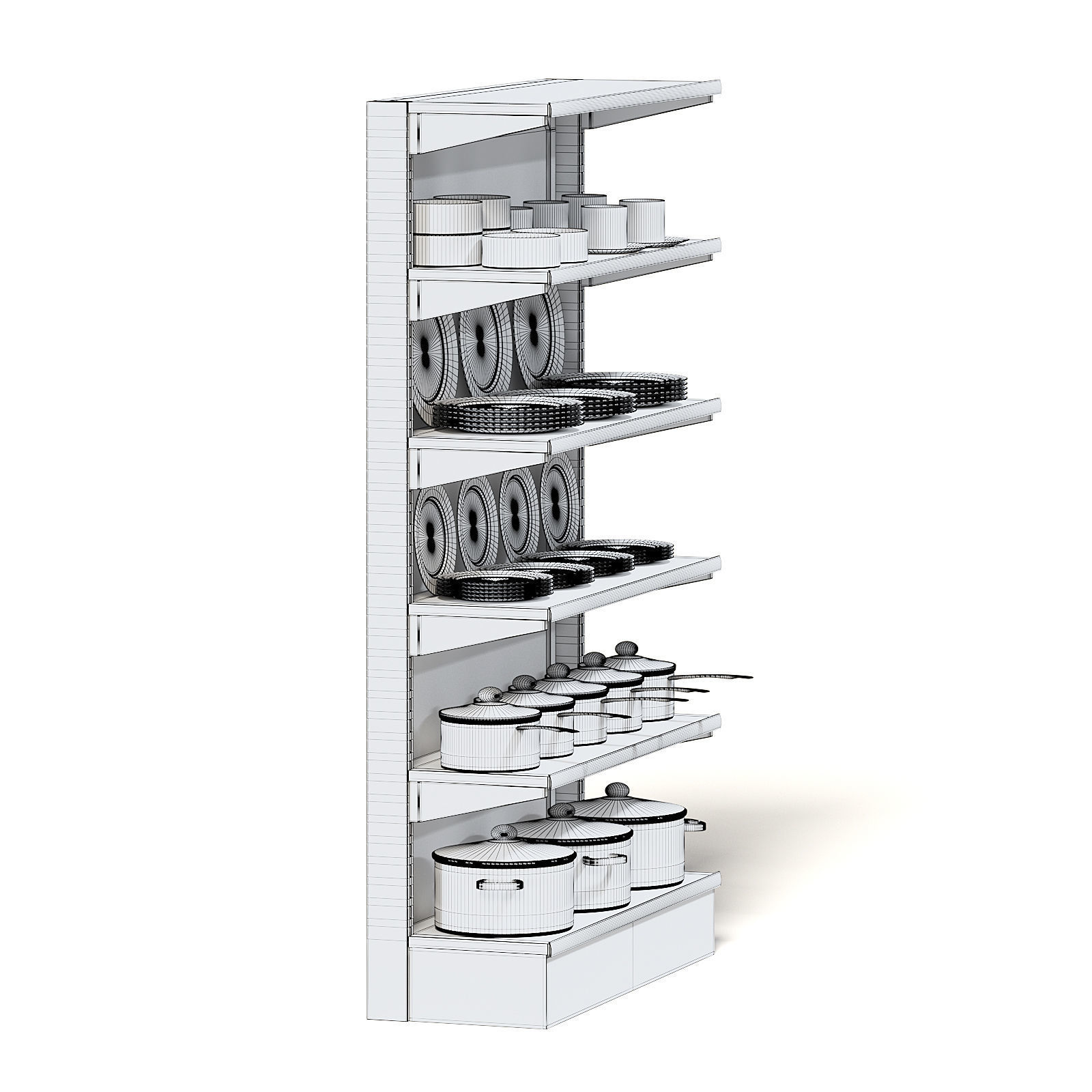 Market Shelf 3D Model - Plates and Pots 3D model_6