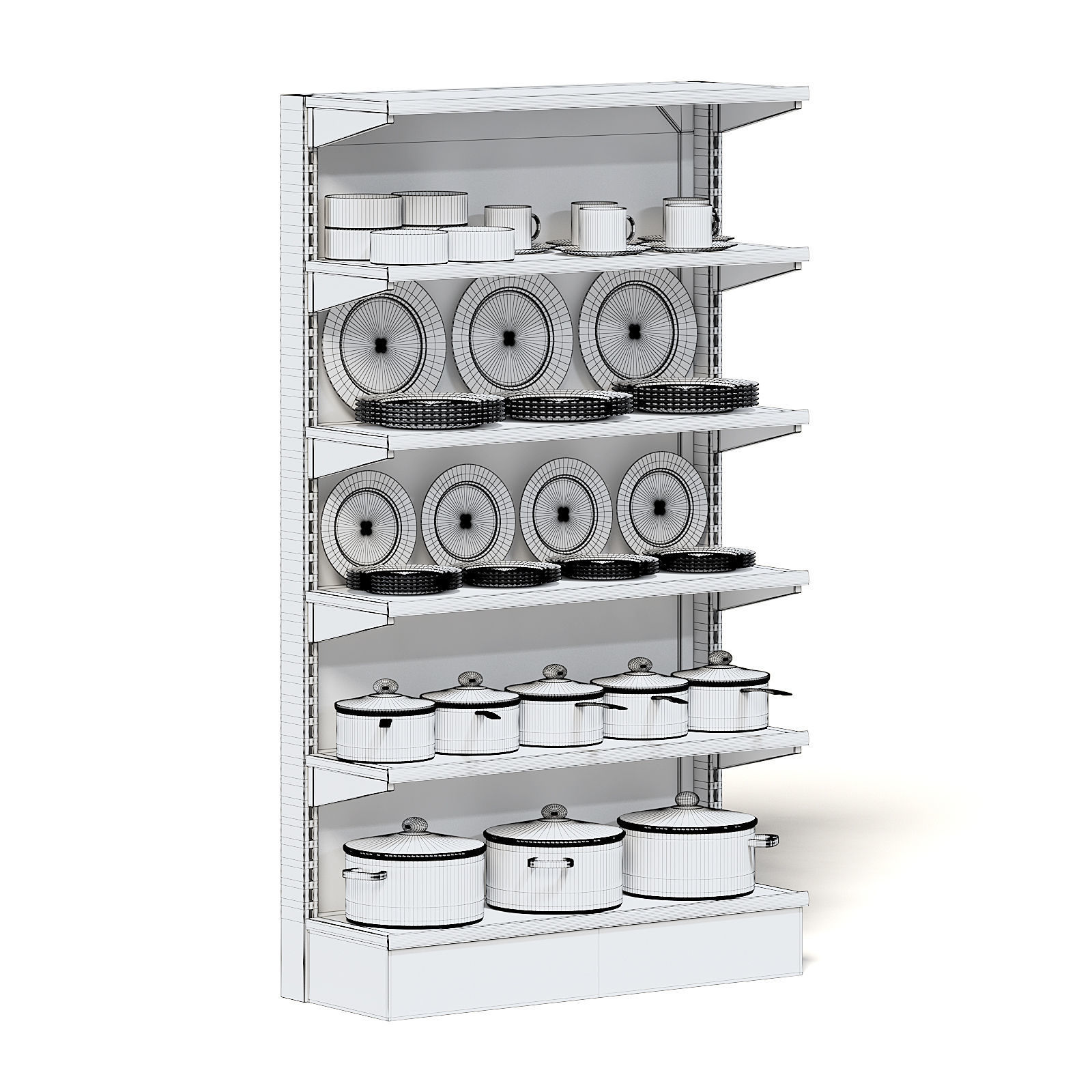 Market Shelf 3D Model - Plates and Pots 3D model_1