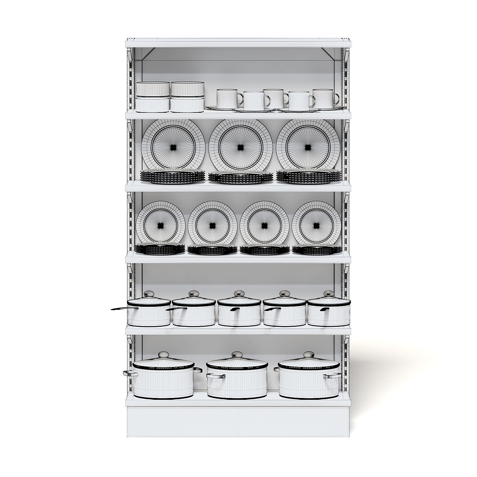 Market Shelf 3D Model - Plates and Pots 3D model_2