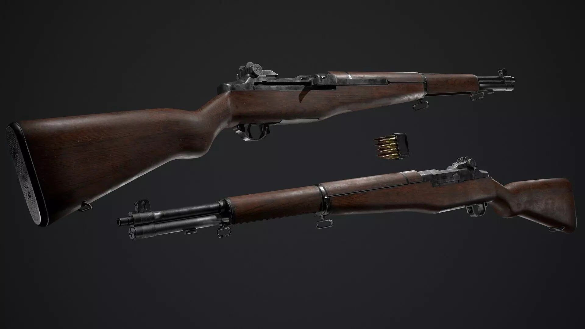 PBR - M1 Garand Low-poly 3D model_0