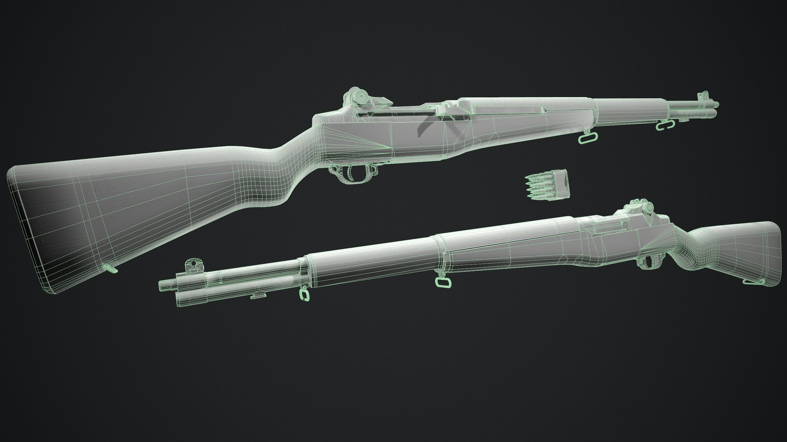PBR - M1 Garand Low-poly 3D model_6