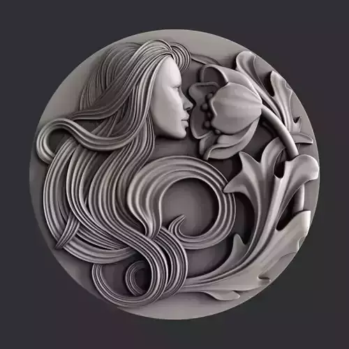3d STL models for CNC router woman flower 3D model