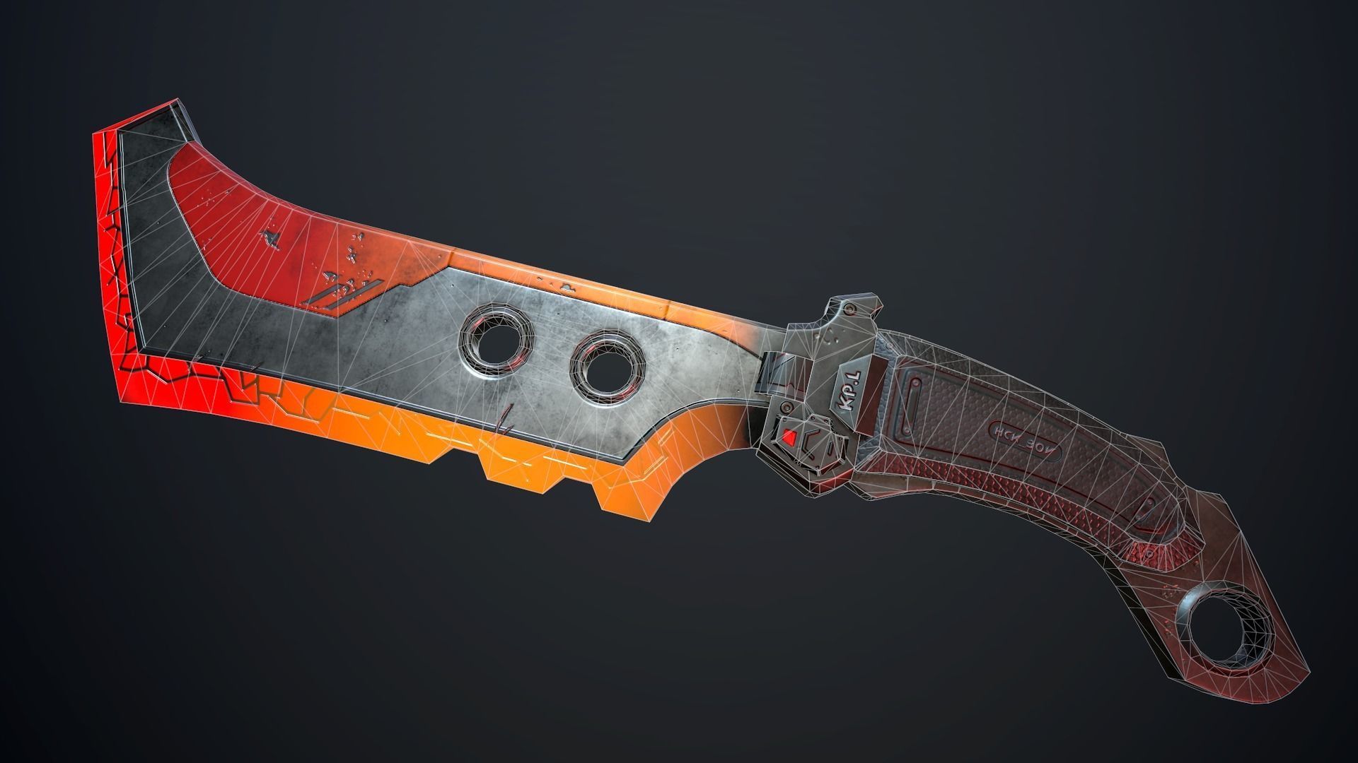 Sci-fi knife Low-poly 3D model_8