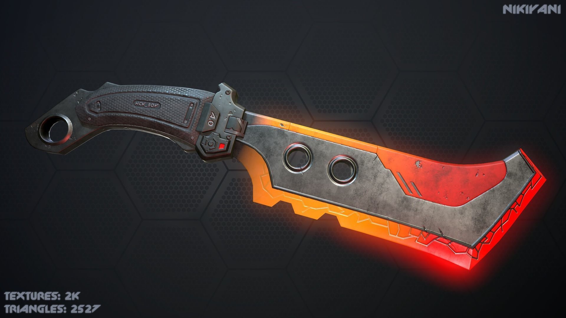 Sci-fi knife Low-poly 3D model_0
