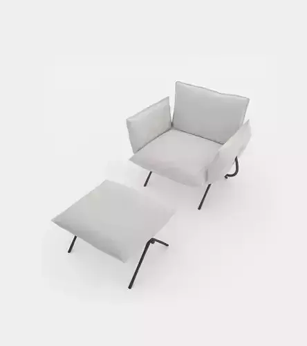 Armchair with ottomane 3D model