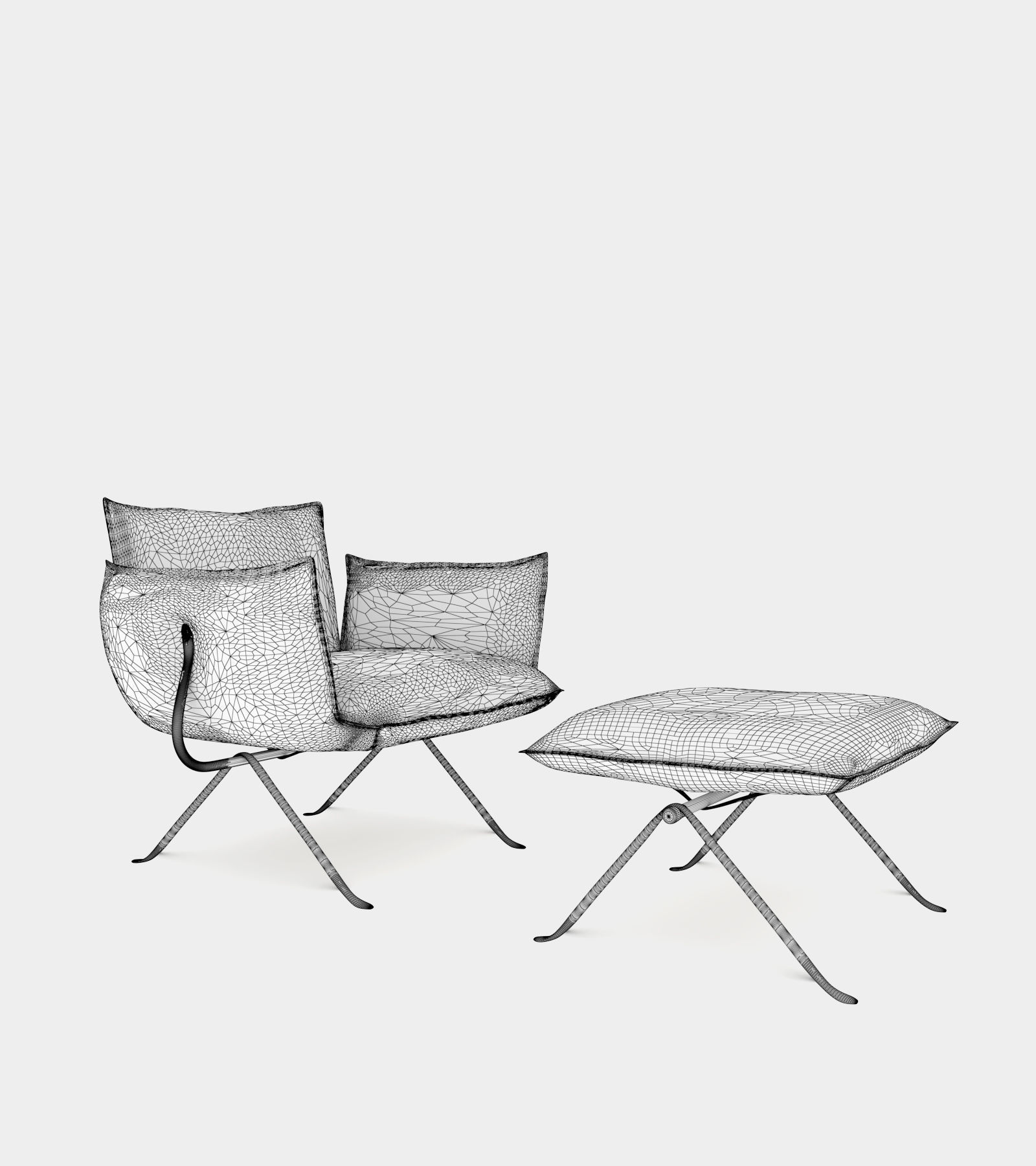 Armchair with ottomane 3D model_3