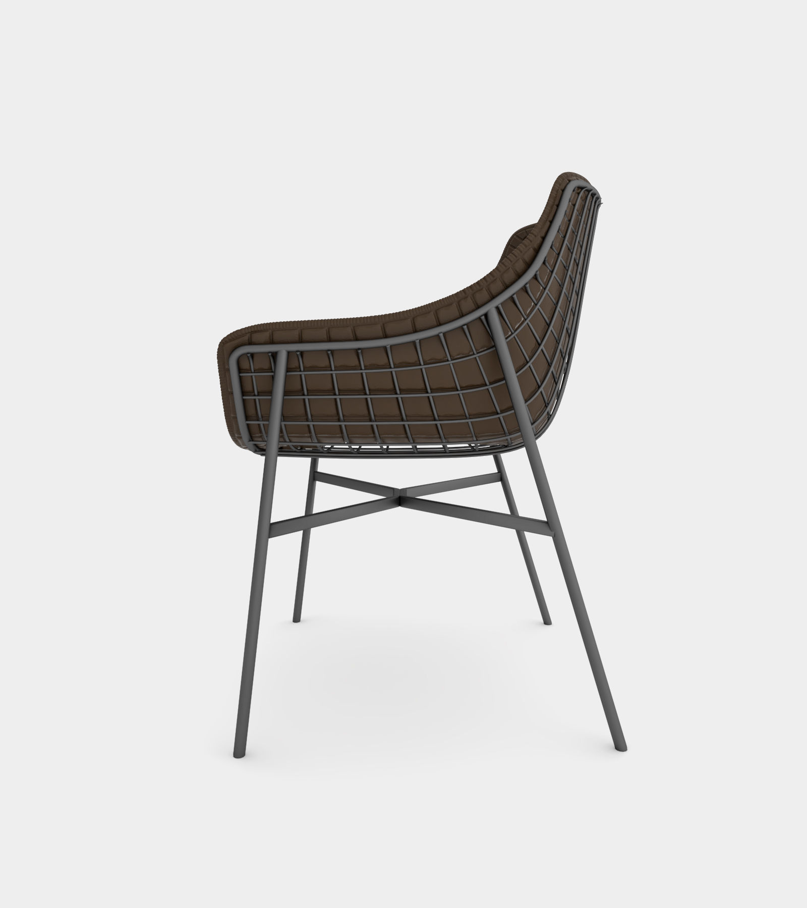 Outdoor summer leather armchair with steel grid 3D model_1