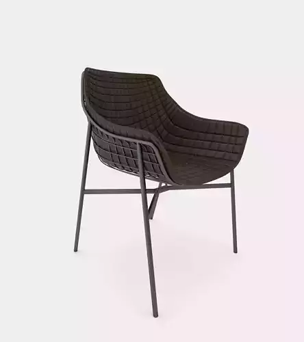 Outdoor summer leather armchair with steel grid 3D model