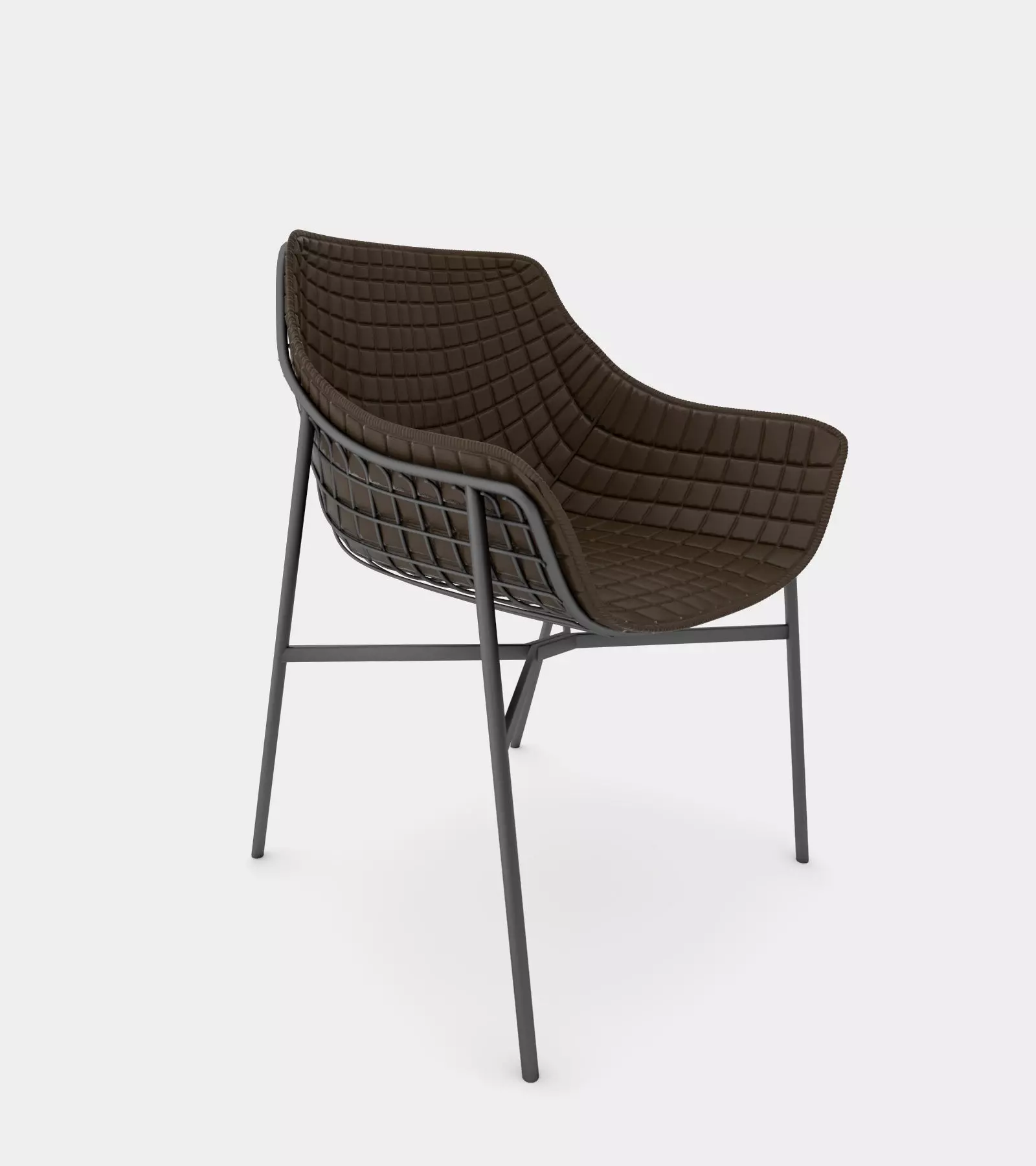 Outdoor summer leather armchair with steel grid 3D model_0