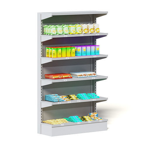 Market Shelf 3D Model - Snacks 3D model