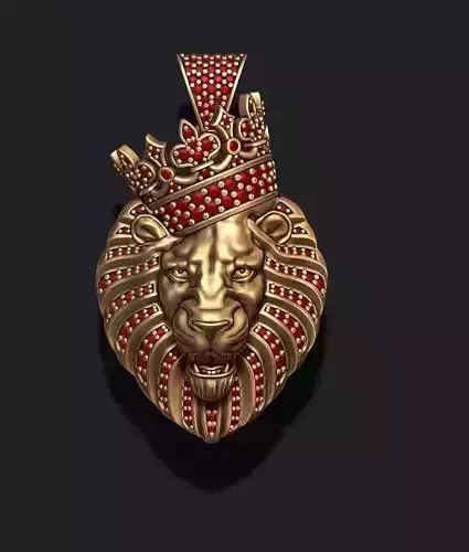 Lion pendant with diamonds and crown 018
