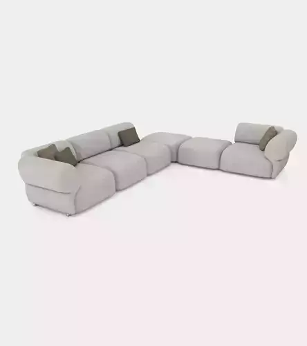 Cozy sofa with round shapes 3D model